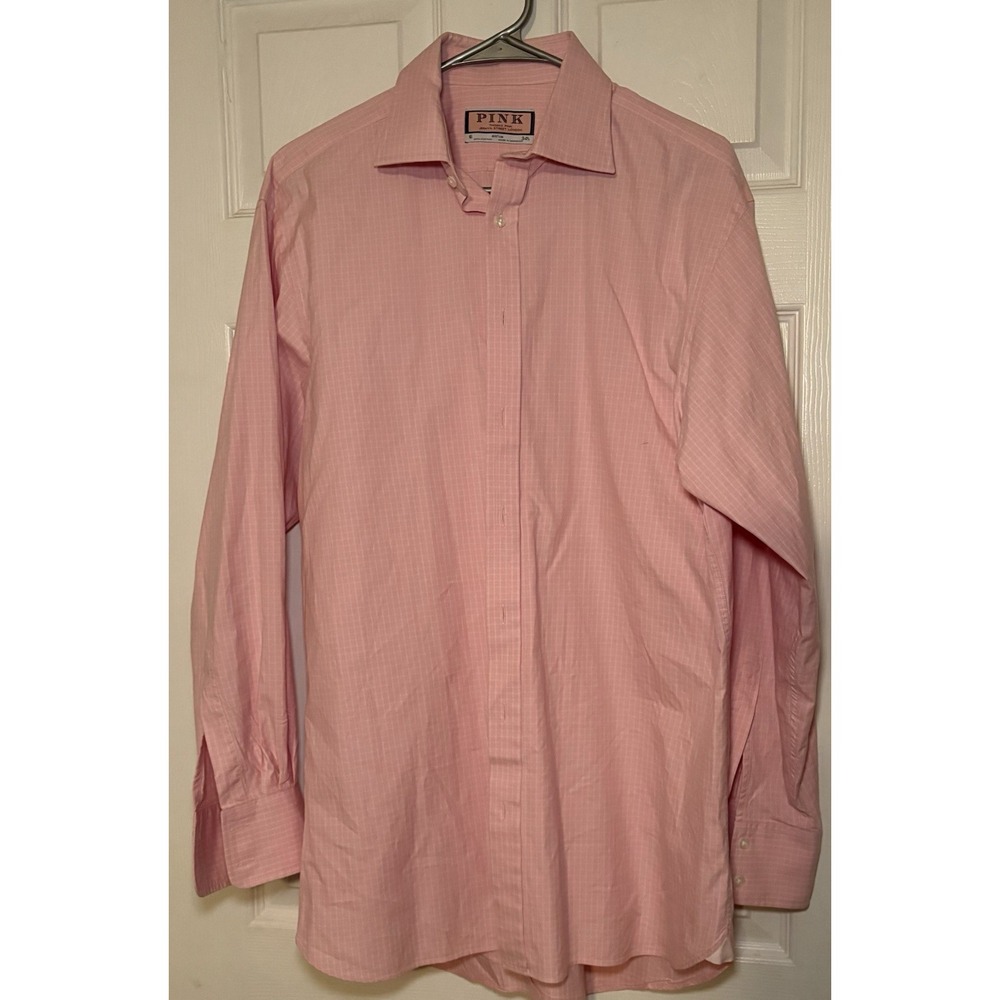 Vintage Thomas Pink Button Up Shirt 16 x 34.5 Long Sleeve 100% Cotton